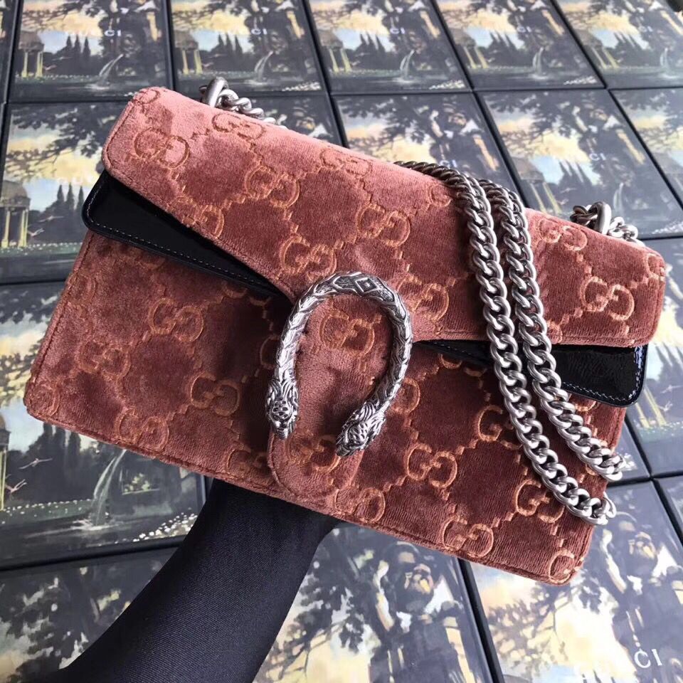 Gucci Dionysus GG velvet small shoulder bag 400249 Brown