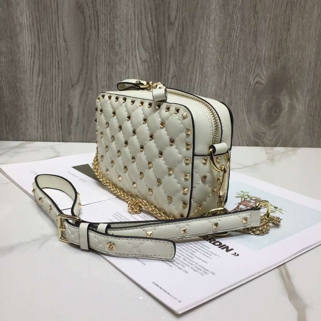 VALENTINO Rockstud leather camera cross-body bag 57367 creamy-white