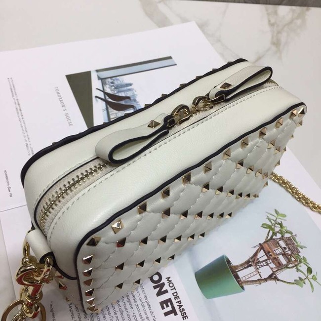 VALENTINO Rockstud leather camera cross-body bag 57367 creamy-white