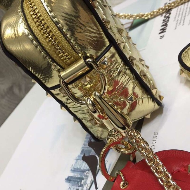 VALENTINO Rockstud leather camera cross-body bag 57367 gold