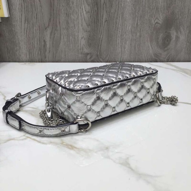 VALENTINO Rockstud leather camera cross-body bag 57367 silver