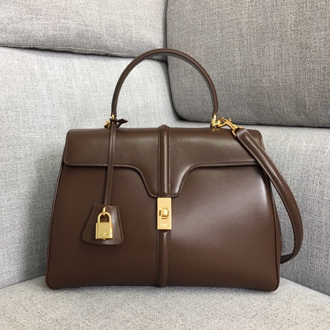 CELINE MEDIUM 16 BAG IN SATINATED CALFSKIN 187373 BROWN