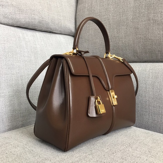 CELINE MEDIUM 16 BAG IN SATINATED CALFSKIN 187373 BROWN