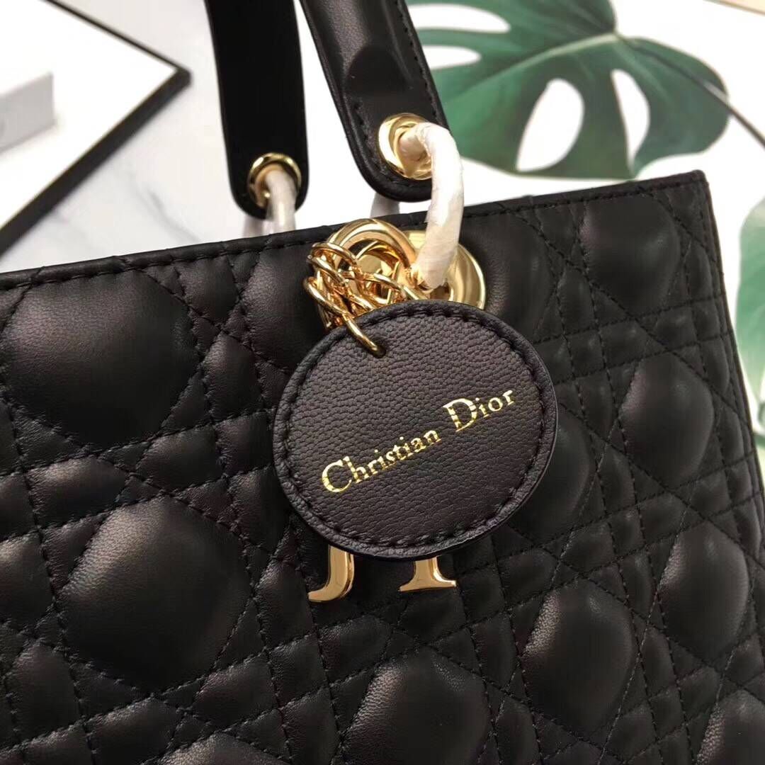 Lady Dior Bag Sheepskin Leather D9603 Black