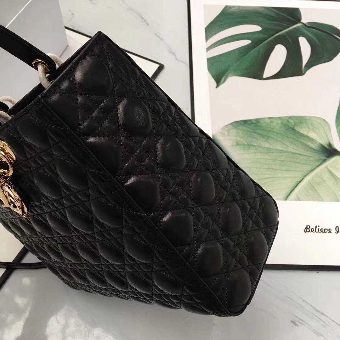Lady Dior Bag Sheepskin Leather D9603 Black