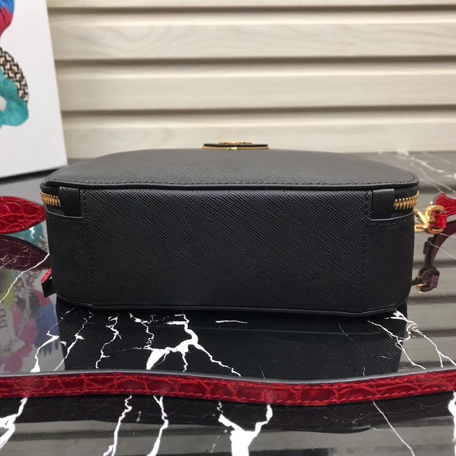 Prada Odette Saffiano leather bag 1BH123 black&red