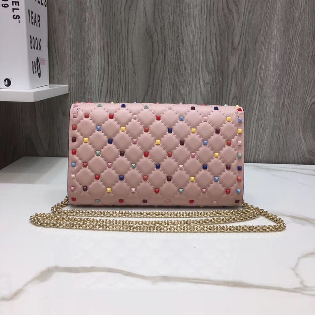 VALENTINO Rockstud quilted leather cross-body bag 72610 pink