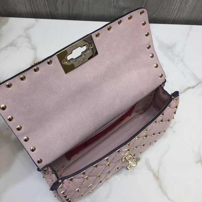 VALENTINO Rockstud small quilted leather shoulder bag 77562 pink