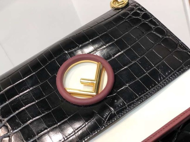 Fendi KAN I F black leather bag with exotic details 8284M