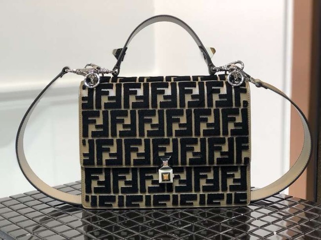 Fendi KAN I Multicolor fabric bag 8BT283A black&Khaki