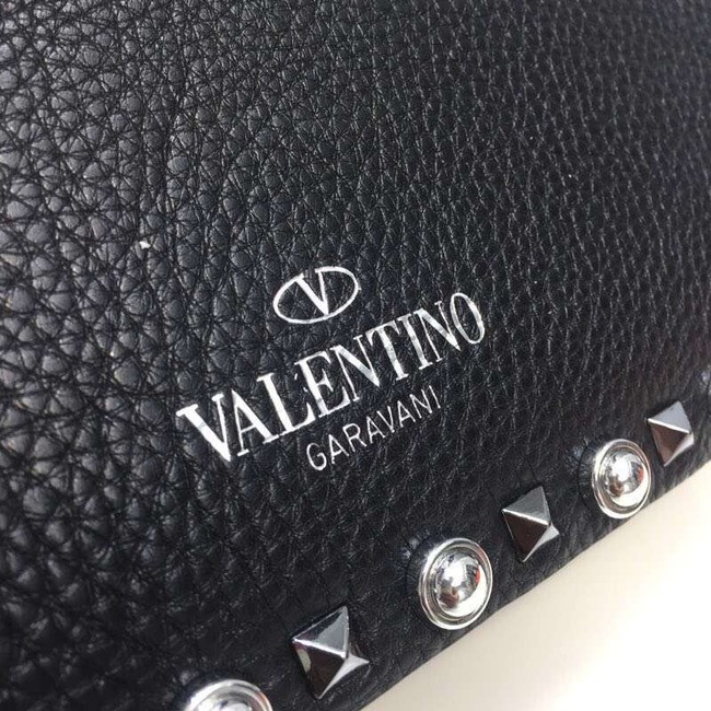 VALENTINO Rockstud grained leather messenger 0936B black