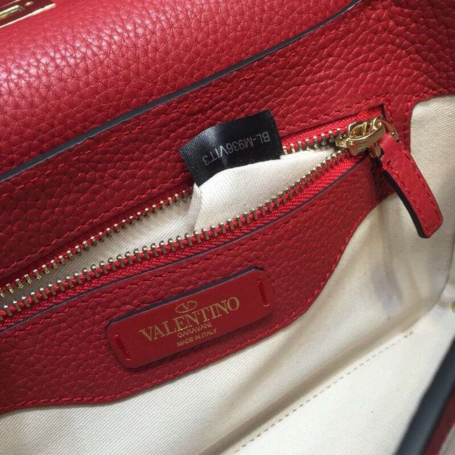 VALENTINO Rockstud grained leather messenger 0937B Black&red&white