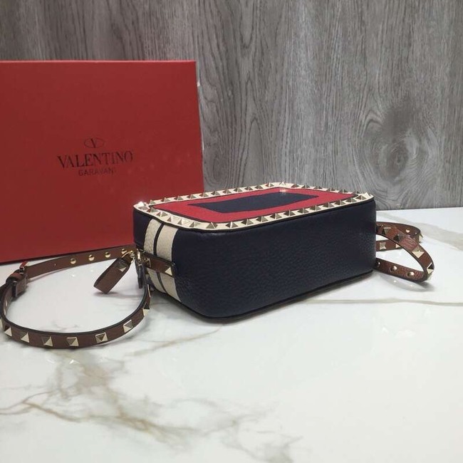 VALENTINO Rockstud leather camera cross-body bag 2855 Black&red&white