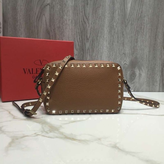 VALENTINO Rockstud leather camera cross-body bag 2855 brown