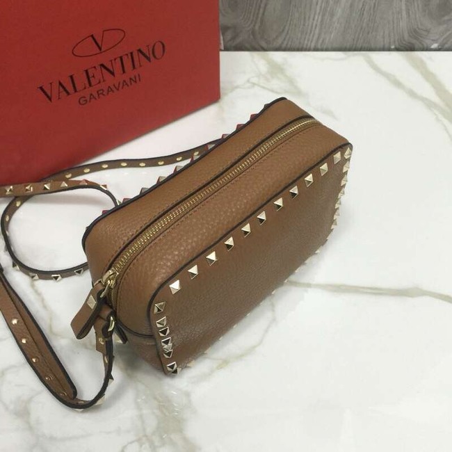 VALENTINO Rockstud leather camera cross-body bag 2855 brown