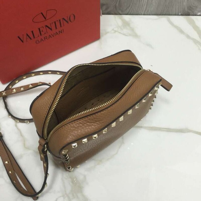 VALENTINO Rockstud leather camera cross-body bag 2855 brown