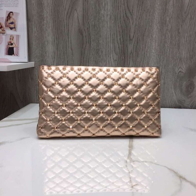 VALENTINO leather clutch 0125 Rose Gold