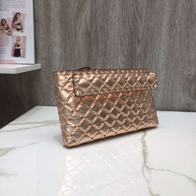 VALENTINO leather clutch 0125 Rose Gold