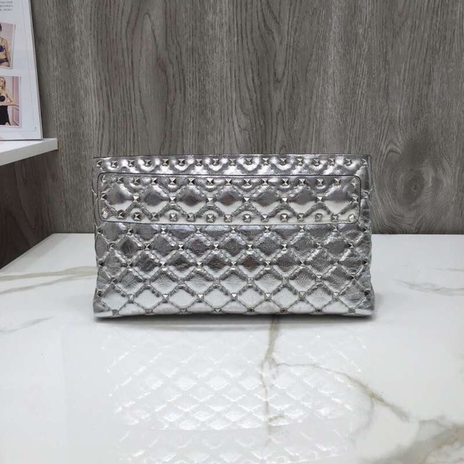 VALENTINO leather clutch 0125 silver