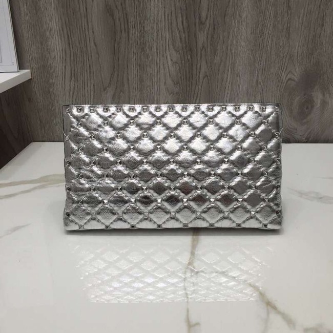 VALENTINO leather clutch 0125 silver
