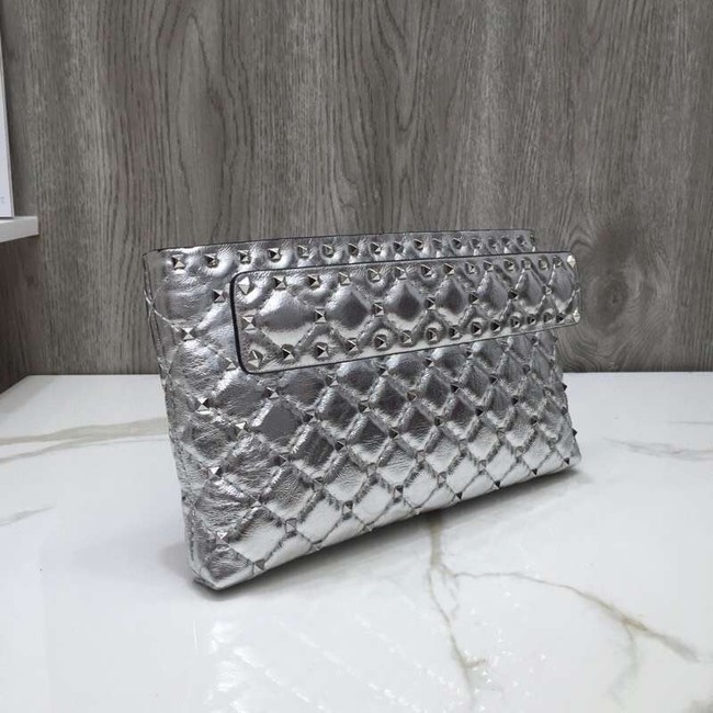 VALENTINO leather clutch 0125 silver