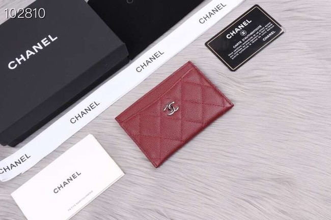 Chanel classic card holder Grained Calfskin & Gold-Tone Metal A31510 Burgundy