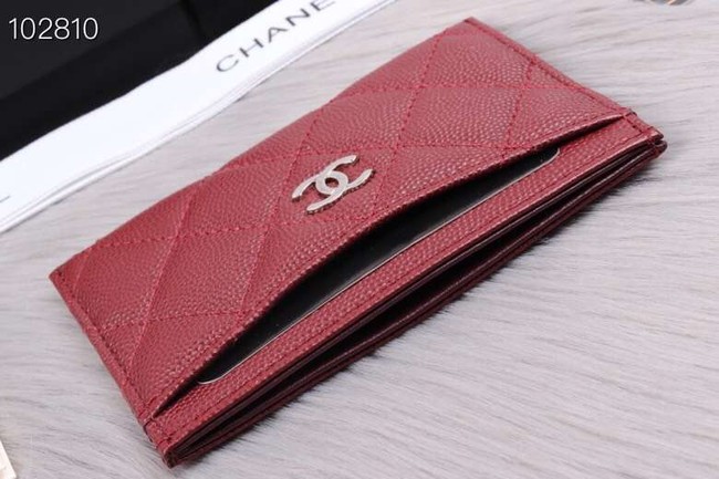 Chanel classic card holder Grained Calfskin & Gold-Tone Metal A31510 Burgundy