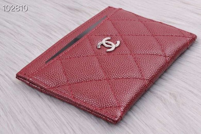 Chanel classic card holder Grained Calfskin & Gold-Tone Metal A31510 Burgundy