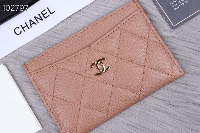 Chanel classic card holder Grained Calfskin & Gold-Tone Metal A31510 apricot	