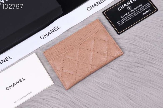 Chanel classic card holder Grained Calfskin & Gold-Tone Metal A31510 apricot	