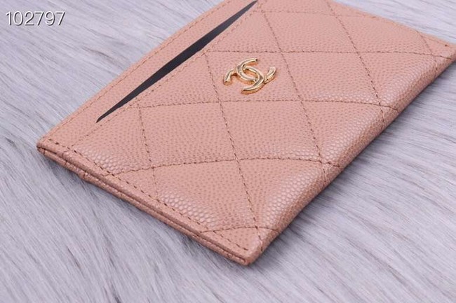Chanel classic card holder Grained Calfskin & Gold-Tone Metal A31510 apricot	