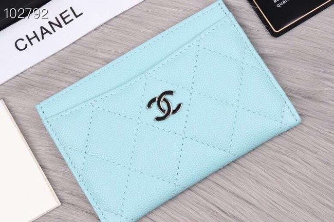 Chanel classic card holder Grained Calfskin & Gold-Tone Metal A31510 green