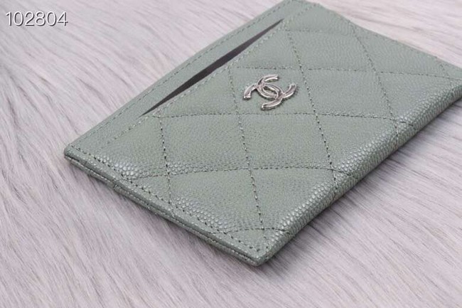 Chanel classic card holder Grained Calfskin & Gold-Tone Metal A31510 green