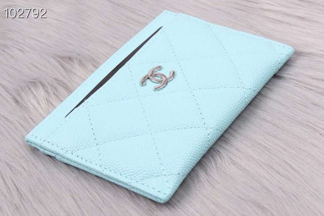 Chanel classic card holder Grained Calfskin & Gold-Tone Metal A31510 green
