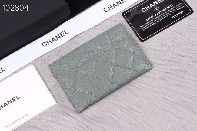 Chanel classic card holder Grained Calfskin & Gold-Tone Metal A31510 green