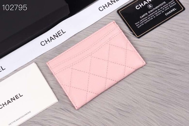 Chanel classic card holder Grained Calfskin & Gold-Tone Metal A31510 pink