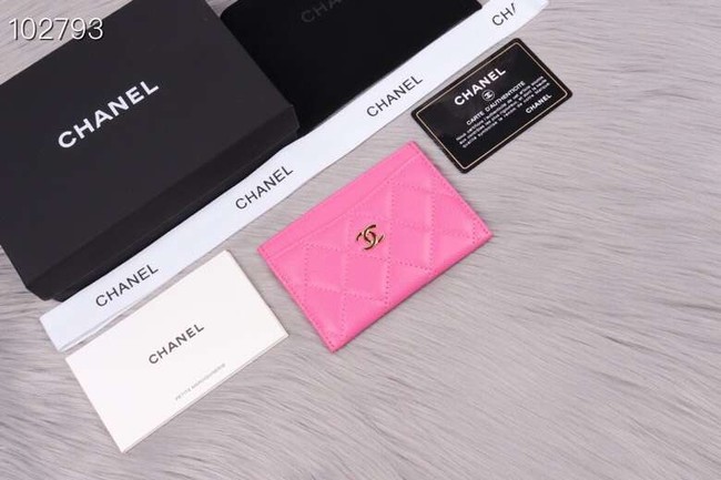 Chanel classic card holder Grained Calfskin & Gold-Tone Metal A31510 rose