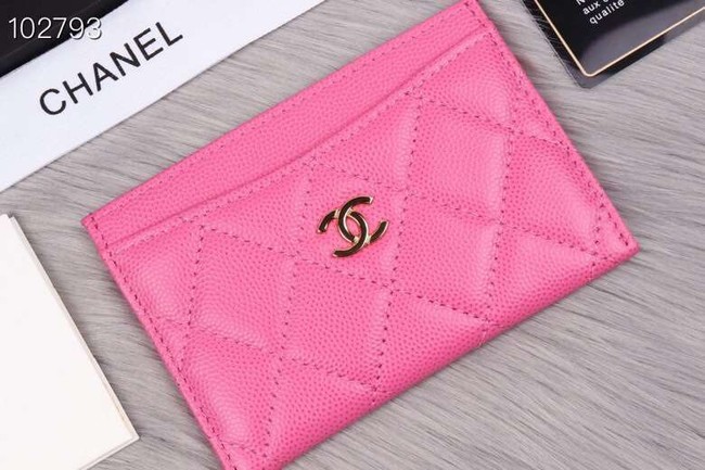 Chanel classic card holder Grained Calfskin & Gold-Tone Metal A31510 rose