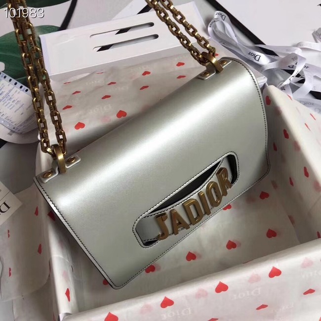 Dior Jadior Flap Bag with Chain Calfskin M9000C silver