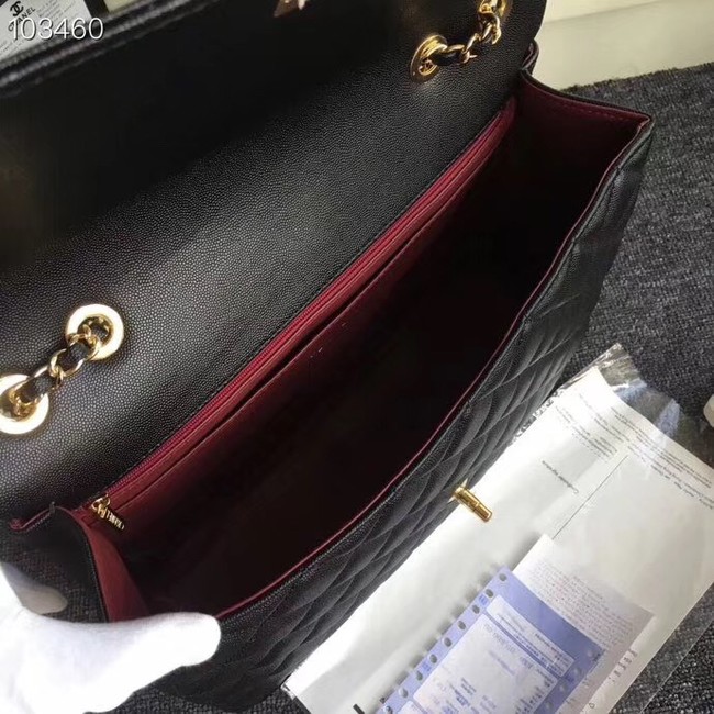 Chanel Grained Calfskin & Gold-Tone Metal A91869 Black