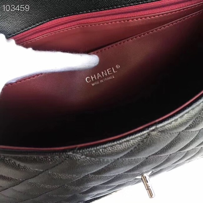 Chanel Grained Calfskin & Silver-Tone Metal A91869 Black