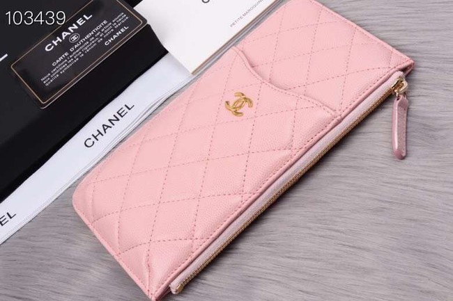 Chanel classic pouch Grained Calfskin& Gold-Tone Metal A84402 pink