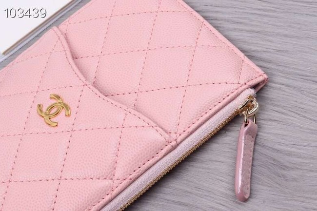 Chanel classic pouch Grained Calfskin& Gold-Tone Metal A84402 pink