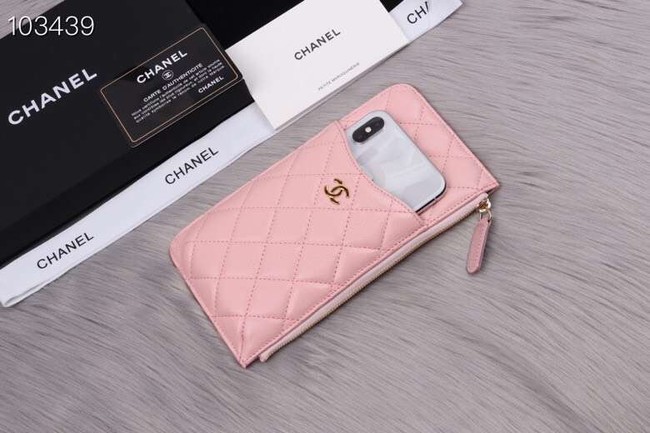 Chanel classic pouch Grained Calfskin& Gold-Tone Metal A84402 pink