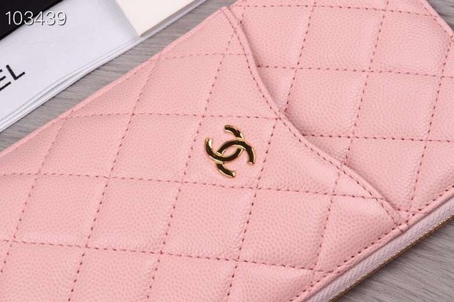 Chanel classic pouch Grained Calfskin& Gold-Tone Metal A84402 pink