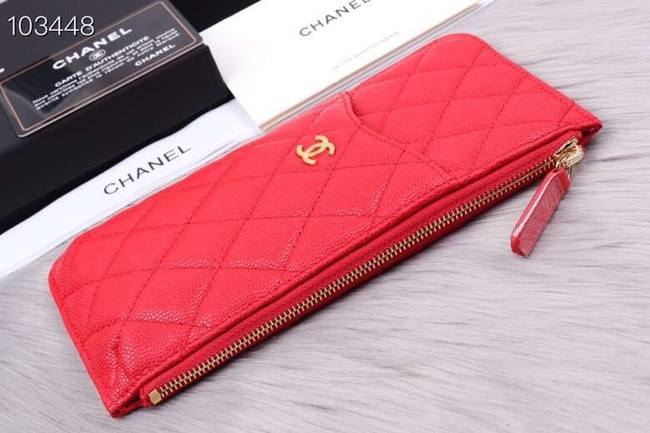 Chanel classic pouch Grained Calfskin& Gold-Tone Metal A84402 red