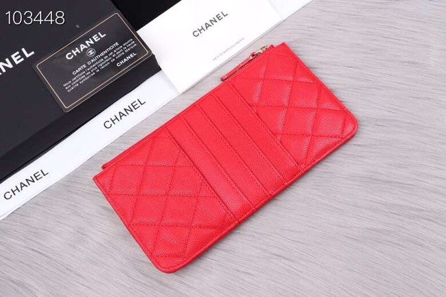 Chanel classic pouch Grained Calfskin& Gold-Tone Metal A84402 red