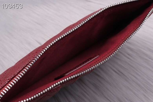 Chanel classic pouch Grained Calfskin& silver-Tone Metal A84402 Burgundy