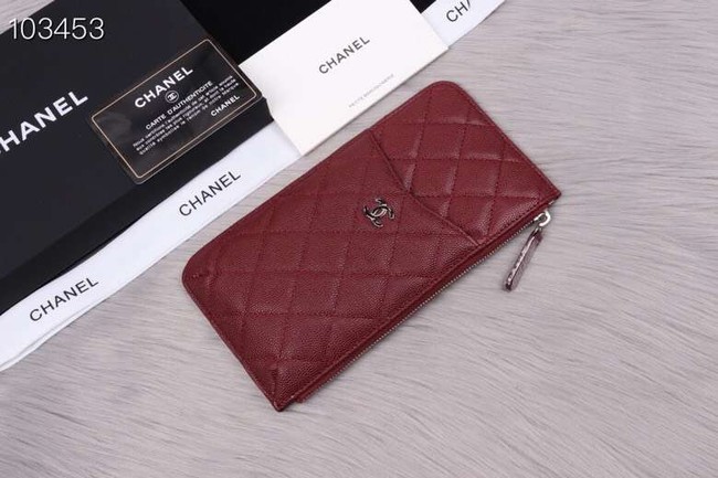 Chanel classic pouch Grained Calfskin& silver-Tone Metal A84402 Burgundy