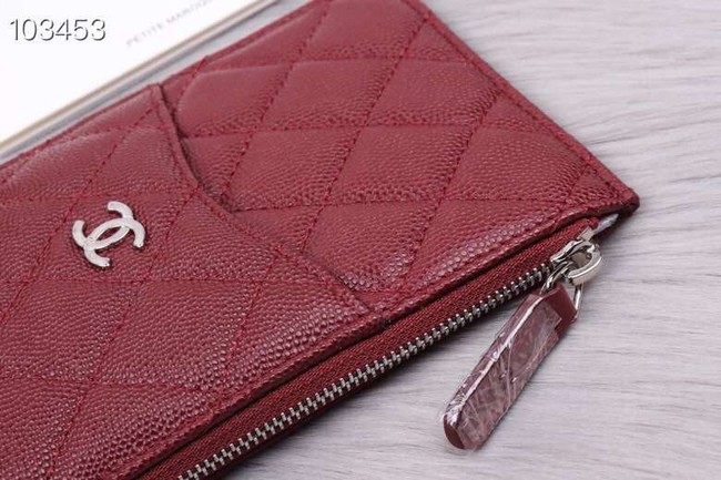 Chanel classic pouch Grained Calfskin& silver-Tone Metal A84402 Burgundy